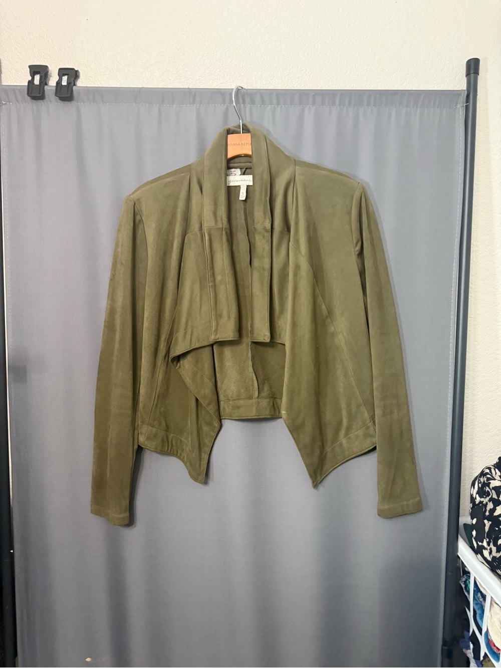Draped Olive Suede Leather Jacket - Women